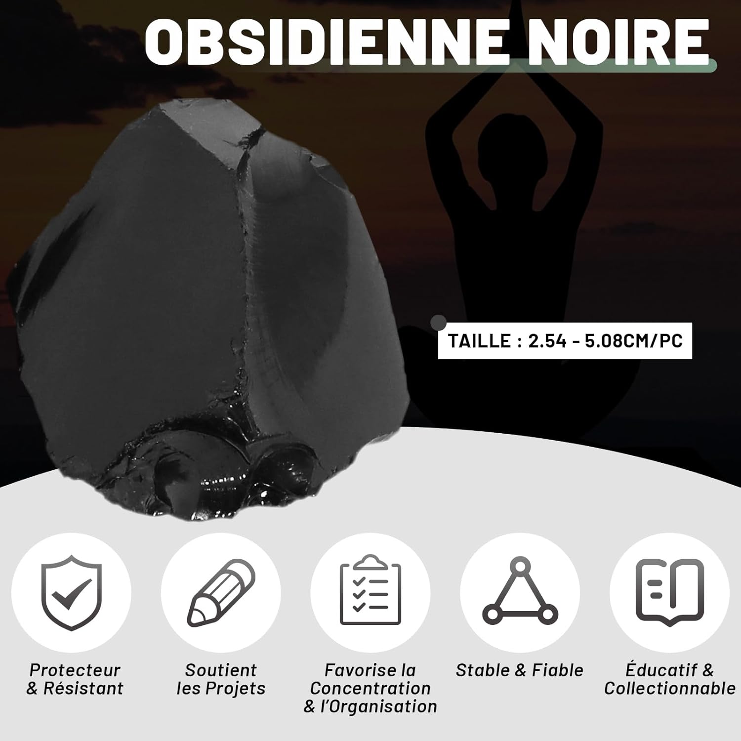 Obsidienne noire — pierre naturelle
